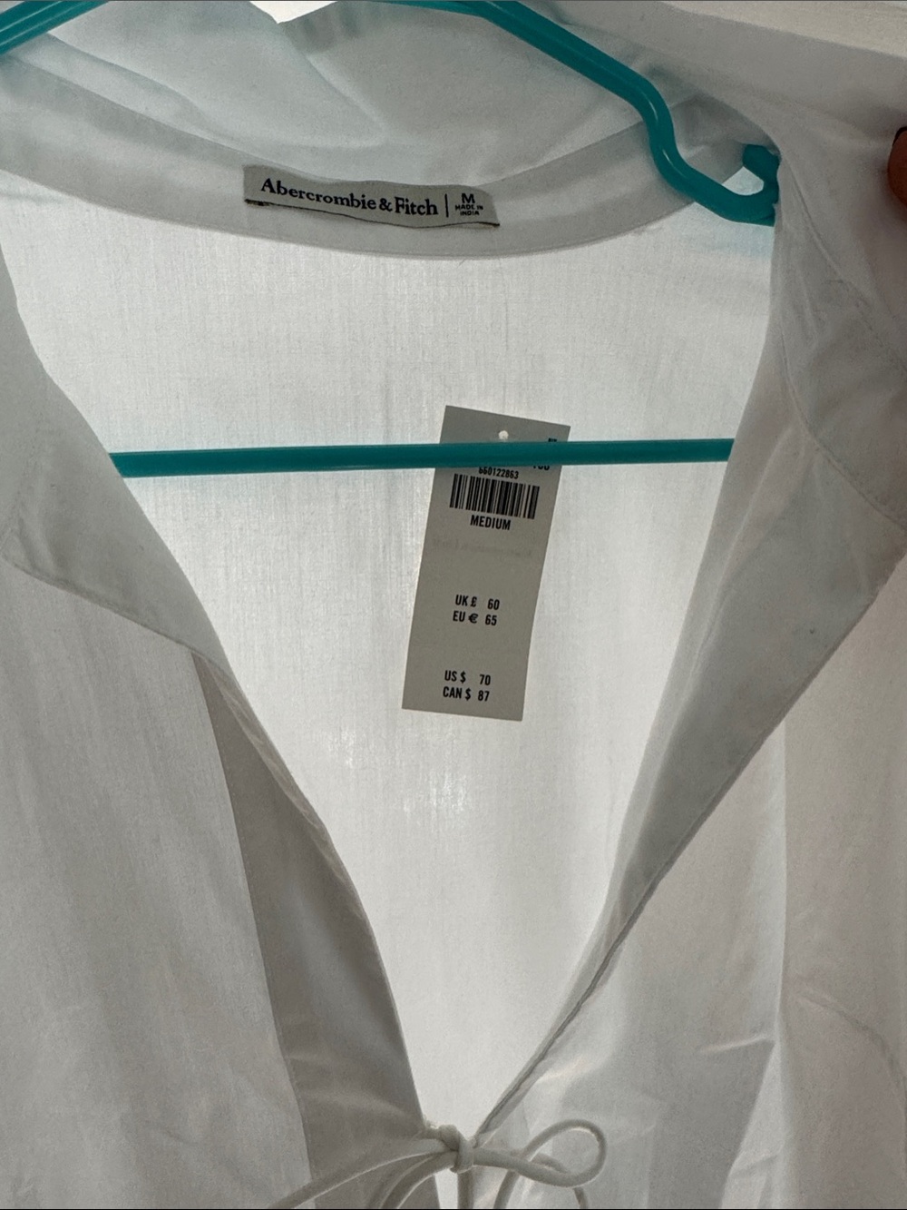 NWT-Abercrombie & Fitch White Button-Front Tie Detail Shirt